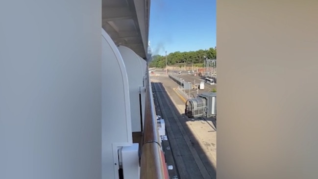 Smoke emerges from cruise ship