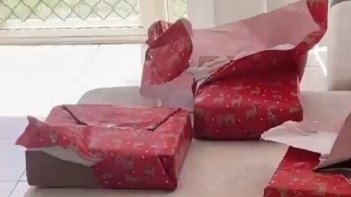 Christmas gifts ripped open by intruders to Cairns TikTok user Jade Morris’ house. Picture: @JadeEbonyMorris