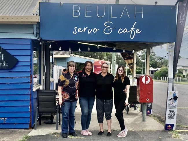 Bev Martin, Malae Va’Aulu, Venus De Busch, and Delilah Kilpatrick pictured outside Beulah Servo and Cafe which generates income for Campfire Healing. Picture: Supplied