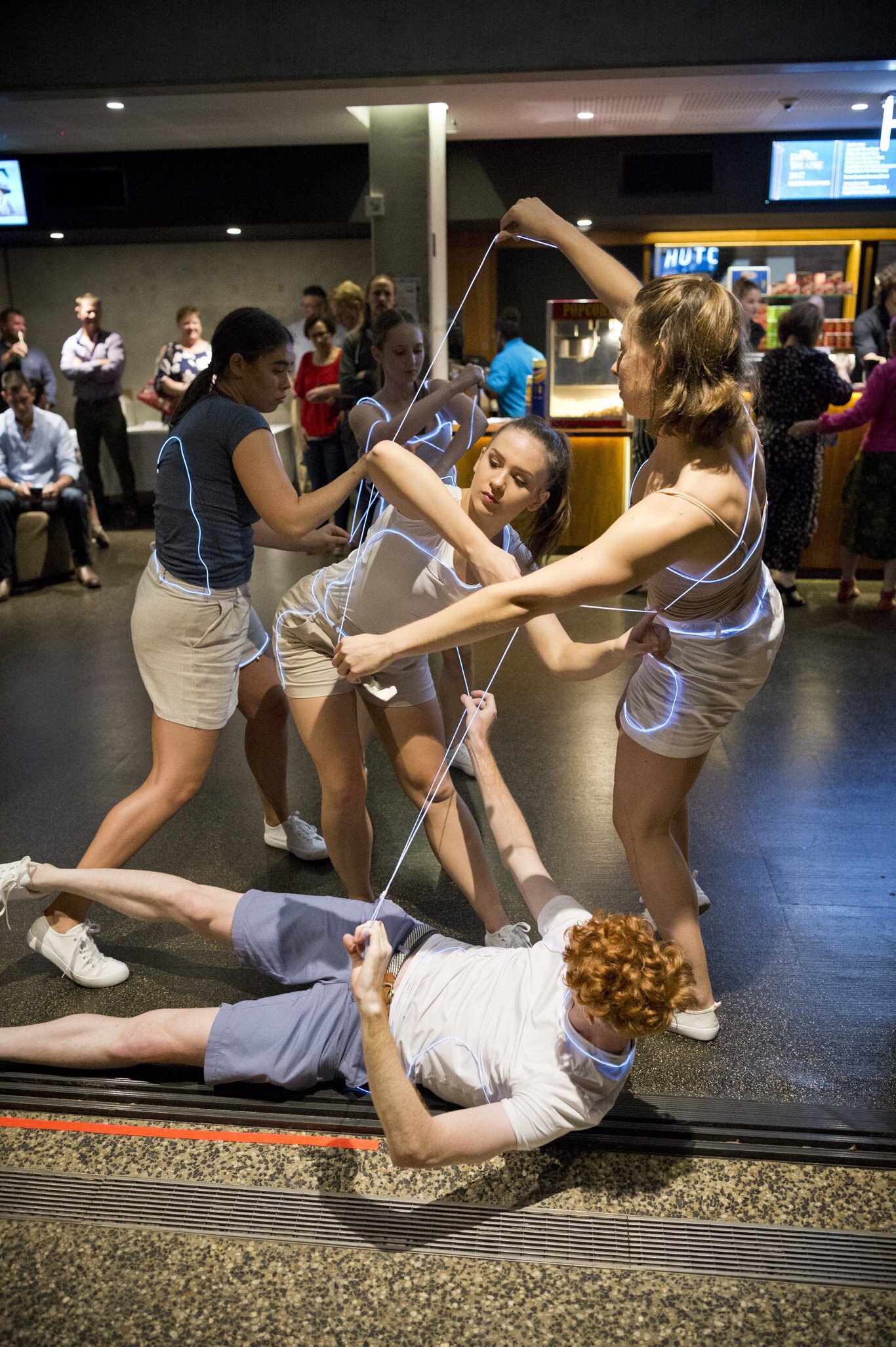 Expressions Dance Company The Play of Light performers (from left) Lucy Hood, Taylor Seymour, Sarah McCarthy, Isabella Hood and Jacob Watton at Curious Arts Festival, Saturday, March 16, 2019. Picture: Kevin Farmer