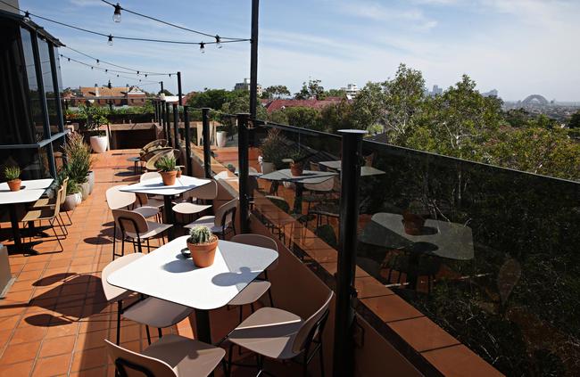 The outdoor terrace has sweeping views.