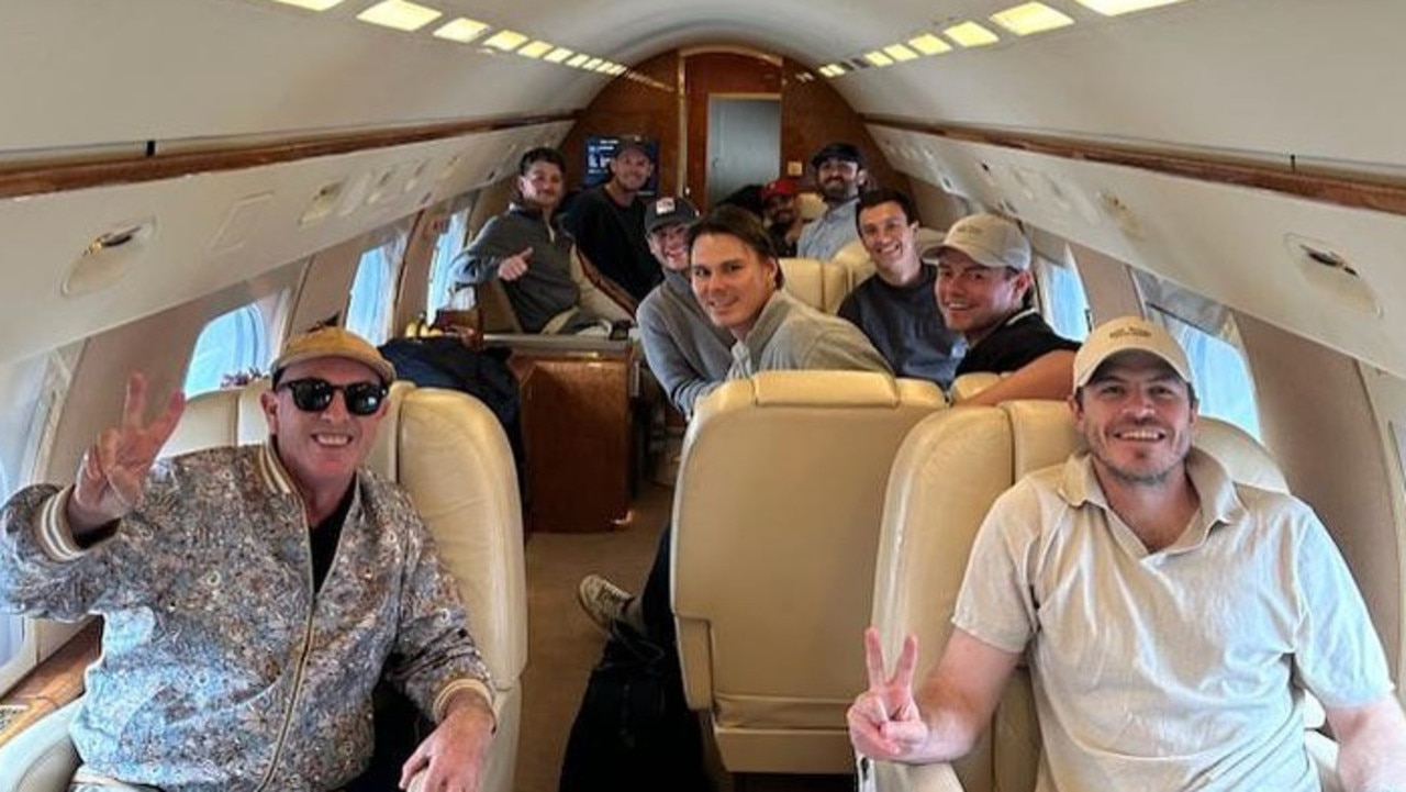 Players on a private plane. Picture Instagram @lachieneale.