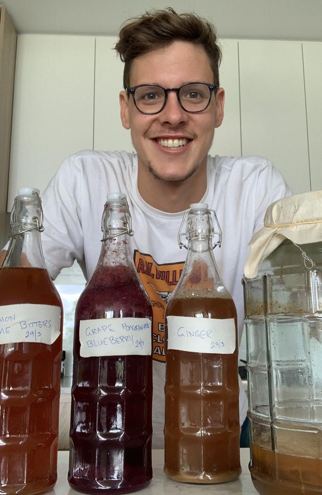 Mitch Larkin is learning how to brew his own kombucha.