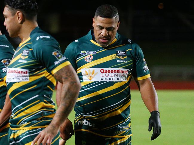 John Hopoate at the Legends of League rugby league match between the Australian Team of NRL Legends and the FNQ All Stars in 2019. Picture: Brendan Radke