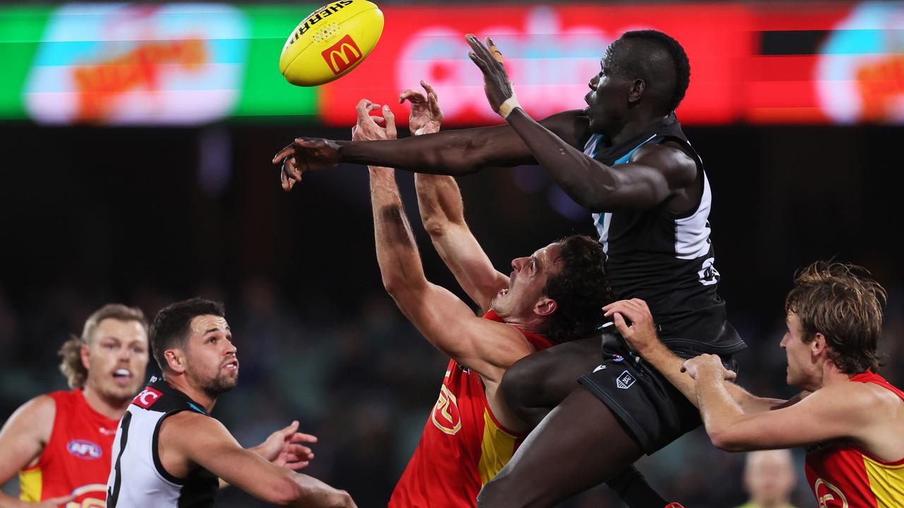 Aliir Aliir was at his intercepting best on Saturday night. Picture: Getty Images