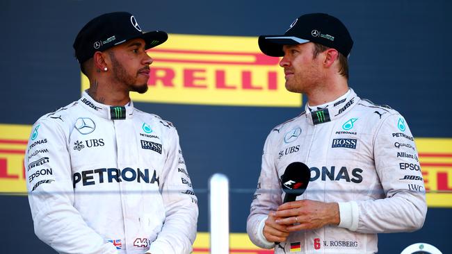 Lewis Hamilton and Nico Rosberg after the Russian GP.