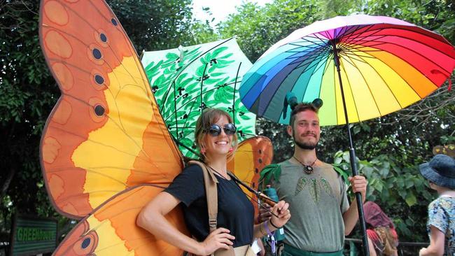 Sophie Gordon and Jacob Moore from the Forest Woodford tent at Woodford Folk Festival.