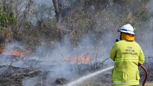 A large, fast-moving bush fire is burning out of control at Moonie, west of Dalby. Picture: Zizi Averill