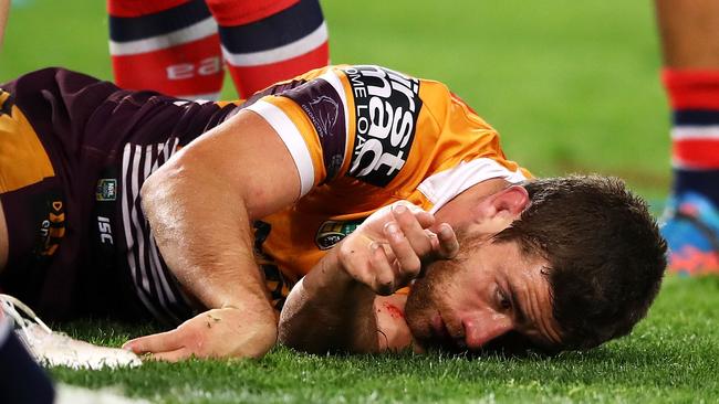 Andrew McCullough was knocked out after a controversial hit from Dylan Napa. Picture: Getty Images