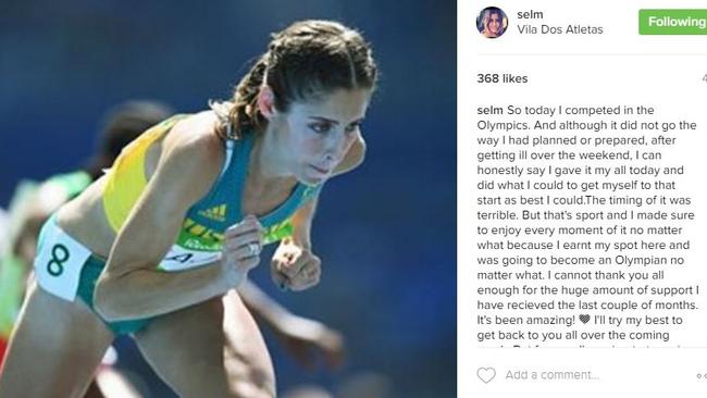 A post from Randwick Botany Harriers 800m runner Selma Kajan after her Olympic debut in Rio. Picture: @selm Source: Instagram