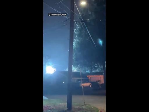 Power lines spark as massive cyclone uproots trees