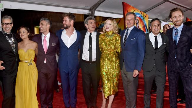 The cast of<i> Thor: Ragnarok </i>at the world premiere in Hollywood, California. Picture: Alberto E. Rodriguez / Getty Images.