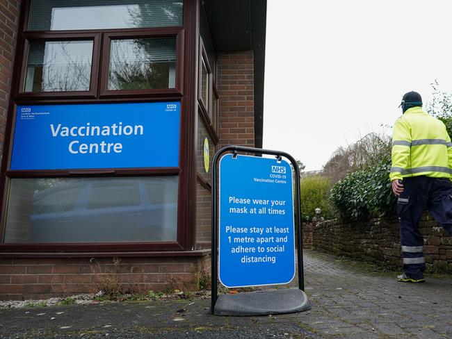 A patient attends a vaccination centre to receive the AstraZeneca/COVID-19 vaccine in Penrith, England. Picture: Getty Images