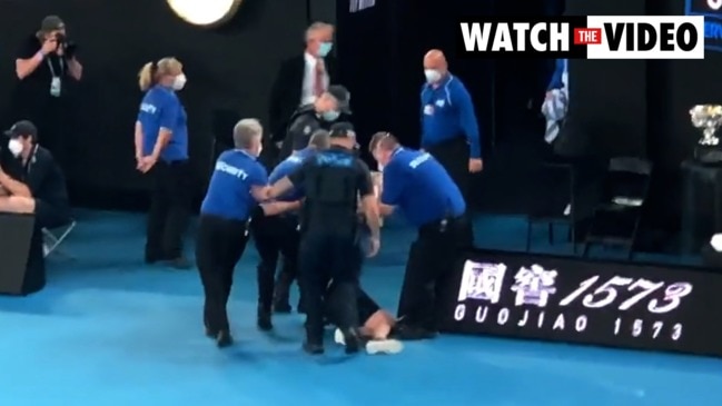 Protester dragged from court during Australian Open final