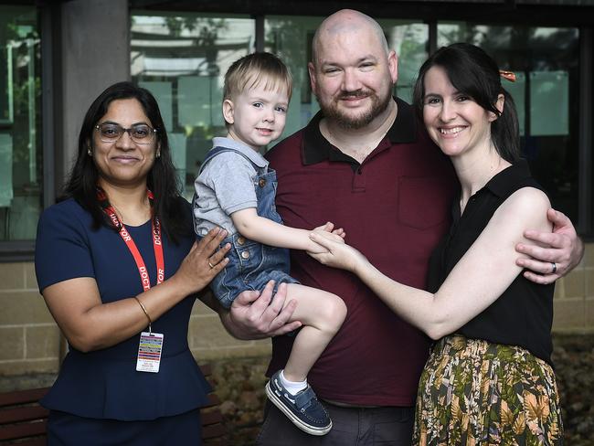 Paediatric Neurologist Dr Trupti Jadhav with Nate Clelland and his parents Alex and Jess Clelland. Picture: Supplied