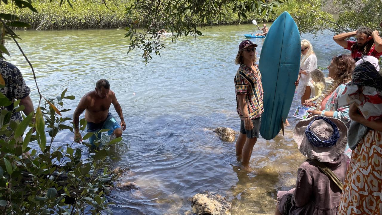 Family and friends gathered at the park opposite the Yum Yum Tree Cafe on River St, New Brighton, on December 12, 2022, to pay tribute to Jack Crittle who died after a car crash at Coffs Harbour. Picture: Savannah Pocock​