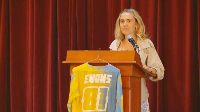 Joel’s older sister, Renae Ferris, delivered the eulogy on Wednesday afternoon, sharing how Joel’s passion for motocross became “the glue that kept their family together” after their parents’ separated when they were young. Picture: YouTube