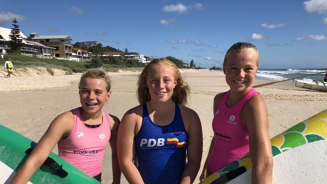 The Hughes sisters from Tugun Surf Life Saving club. From left to right, Grace, Jayda and Allie. SUPPLIED.