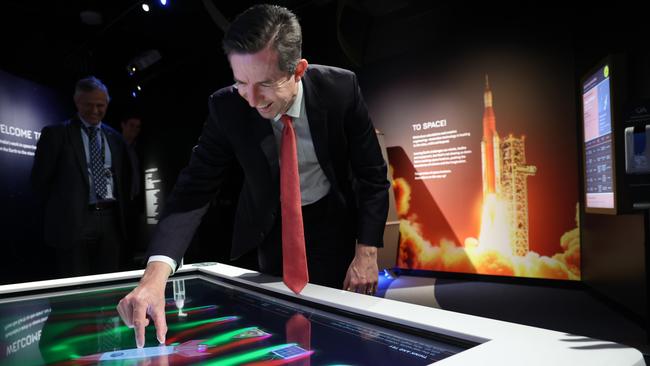 Minister for Finance Simon Birmingham on a tour of the Space Agency in Adelaide: NCA NewsWire / David Mariuz