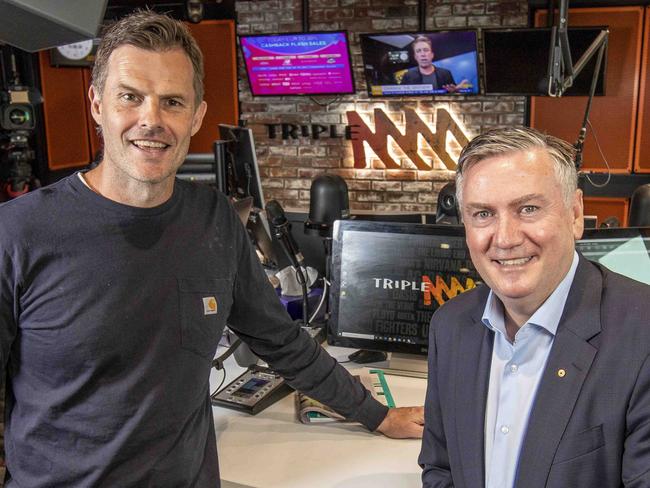 Luke Darcy and Eddie McGuire who have both quit from Triple M today. Picture: Tim Carrafa