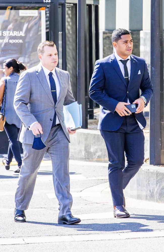 NRL player Anthony Milford with his solicitor Dave Garratt. Picture: Richard Walker