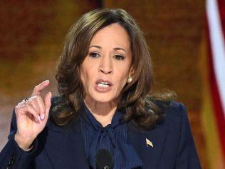 US Vice President and Democratic presidential candidate Kamala Harris speaks on the fourth and last day of the Democratic National Convention (DNC) at the United Center in Chicago, Illinois, on August 22, 2024. Vice President Kamala Harris will formally accept the partyâs nomination for president today at the DNC which ran from August 19-22 in Chicago. (Photo by Mandel NGAN / AFP)