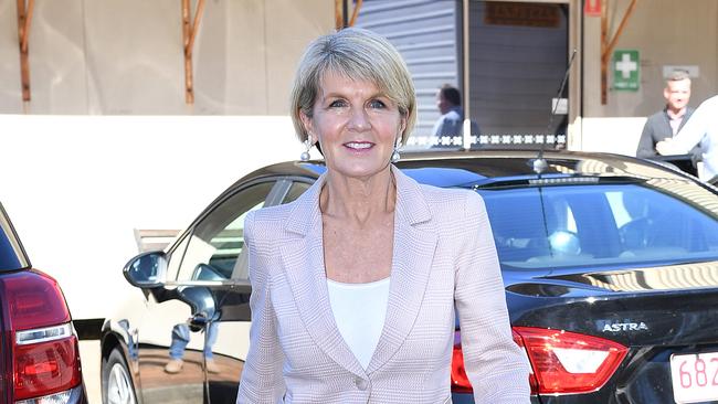 Foreign Minister Julie Bishop at Atlas Heavy Engineering at Narangba on Monday. Picture: AAP/Dave Hunt