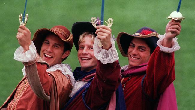 Bresciano, Vince Grella and Simon Colosimo in 1997. Dressed as The Musketeers, obviously.