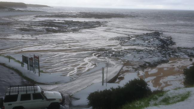 A beach at Cape Paterson has been transformed into a winter wonderland. Picture: Ionee Reid