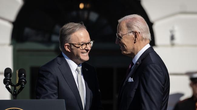 US President Joe Biden with Prime Minister Anthony Albanese at the White House on Wednesday. Picture: Getty