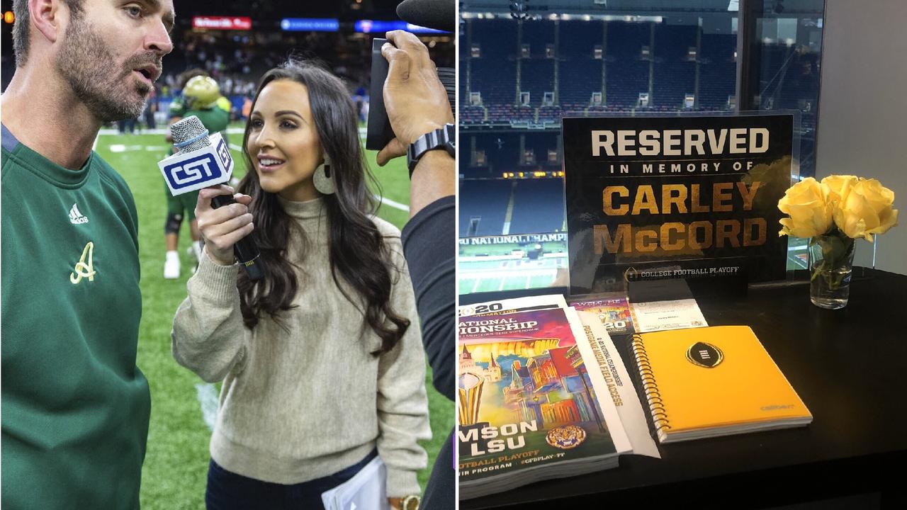 Seats were reserved in the Superdome press box for Carley McCord and Edward Aschoff at the college football championship game on Tuesday. Both were reporters who died in late December.
