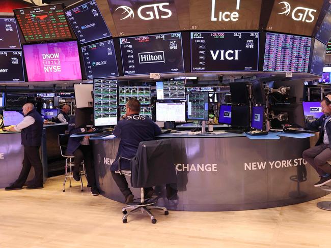 Traders work on the floor of the New York Stock Exchange this month. Picture: Getty Images via AFP