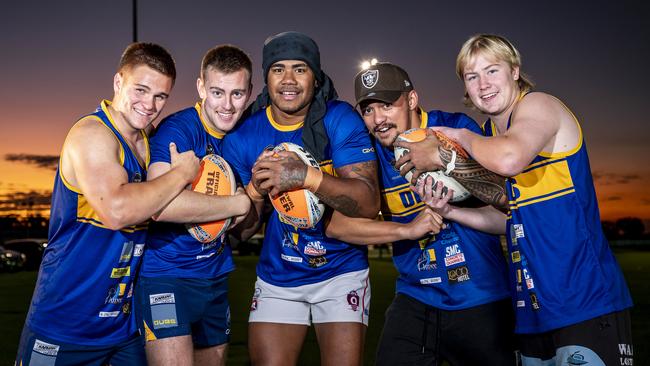 Junee Diesels senior players Will McDermott, Seb Mc, Ratu Saurara, James Strickland, Jack McCarthy. Picture: Darren Leigh Roberts