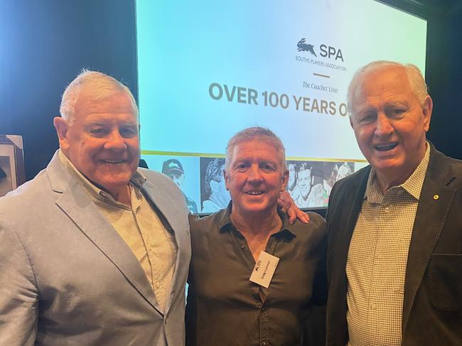 Souths greats Bob McCarthy, Craig Coleman and Ron Coote at a Rabbitohs’ Players Association luncheon