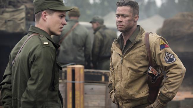 Rising star ... Aussie Xavier Samuel orders Brad Pitt around in Fury.