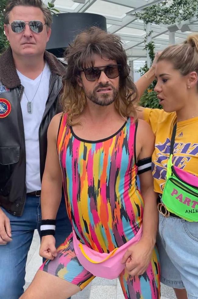 Chris Hemsworth's assistant Aaron Grist (centre) is pictured with TV presenter Lauren Phillips and her boyfriend Paul O’Brien. Picture: Instagram