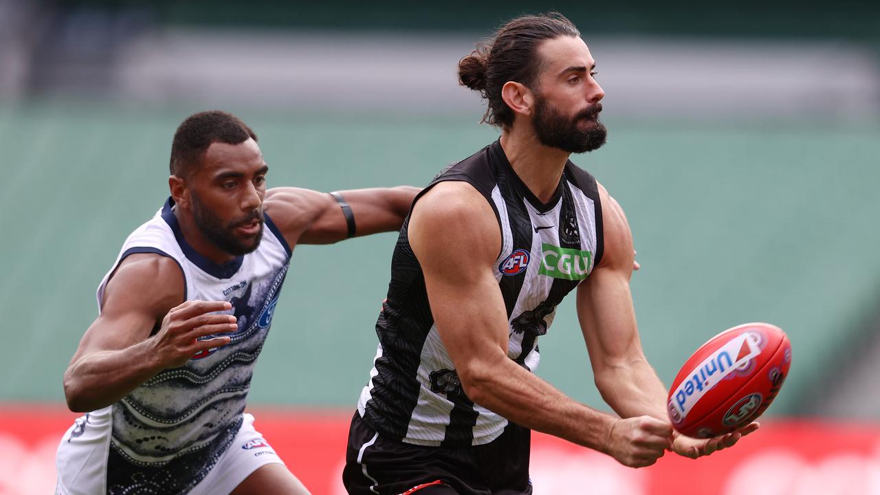 Geelong could boost its ruck stocks with Brodie Grundy. Picture: Michael Klein