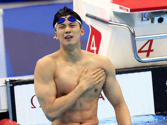 China's Shun Wang wins Gold in the Men's 200m Individual Medley Final at the Tokyo Aquatic Centre during the Tokyo 2020 Olympics. Pics Adam Head