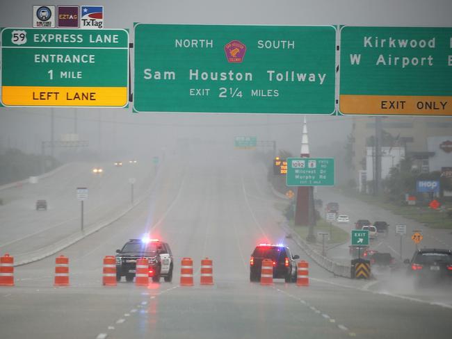 Police shut down highway 69 due to flooding from Hurricane Harvey on August 27. Picture: Joe Raedle/Getty Images/AFP