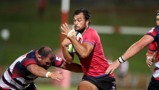 Karmichael Hunt of the Reds during the Rugby Union trial game between the Queensland Reds and the Melbourne Rebels. Pic Darren England.