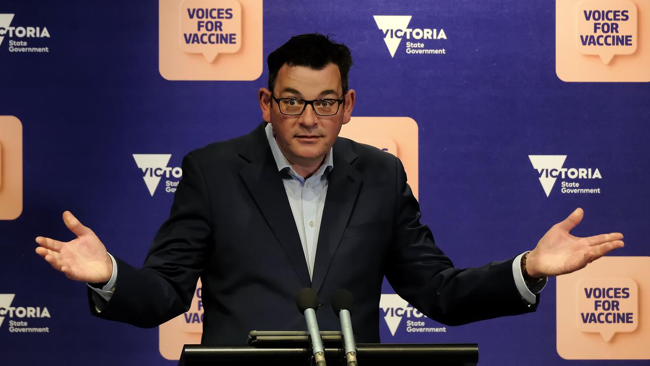 Victorian Premier Daniel Andrews gives the latest update on Covid-19 in Melbourne. Picture: NCA NewsWire /Luis Enrique Ascui