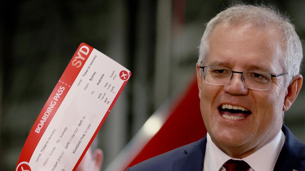 Scott Morrison hopes to see international travel return at the end of October. Picture: Dylan Coker/NCA NewsWire