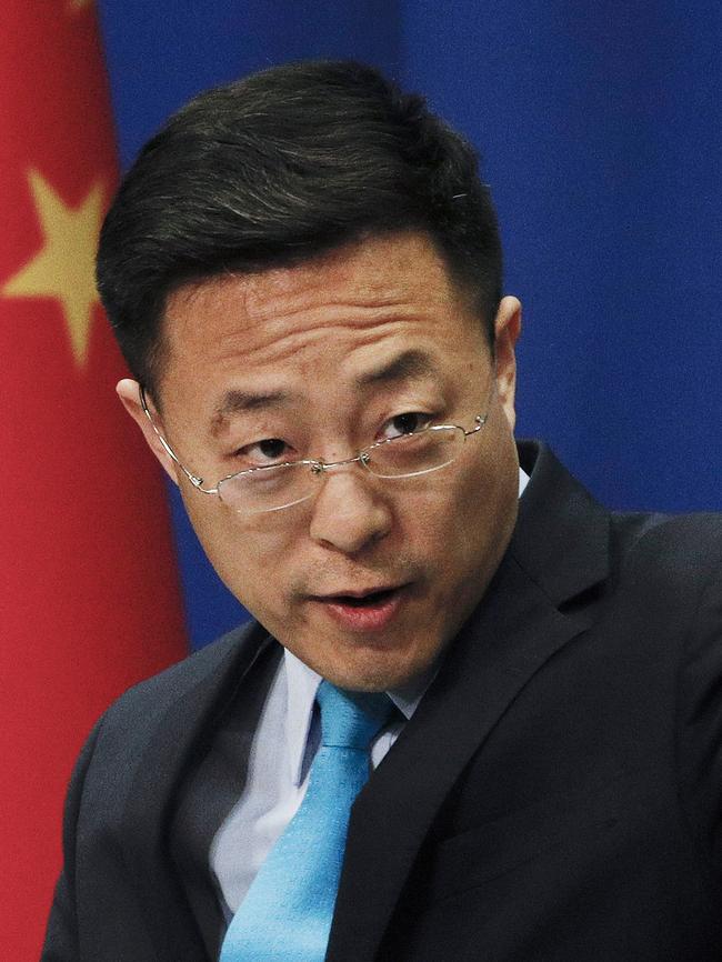 Chinese Foreign Ministry spokesman Zhao Lijian suggested COVID-19 came from the US. Picture: AP