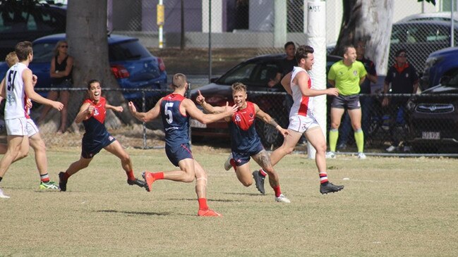 Surfers player Cassidy Haberfield celebrates a goal. Picture supplied.