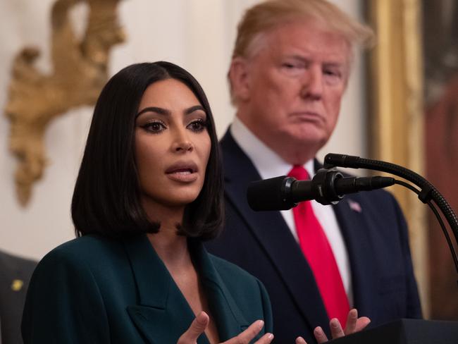 Kim Kardashian speaks as US President Donald Trump holds an event on second chance hiring and criminal justice reform in the East Room of the White House in Washington, DC, June 13, 2019. (Photo by SAUL LOEB / AFP)