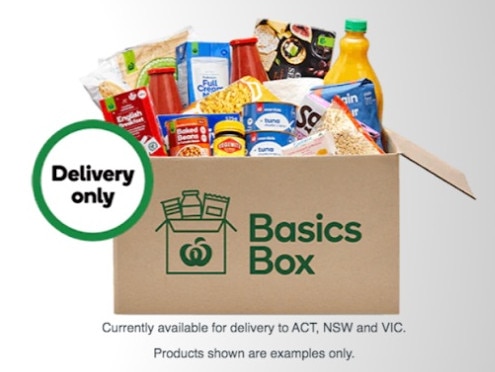 Woolworths have announced a new 'Basics Box' that costs $80 and will be delivered to your door. Picture: Supplied