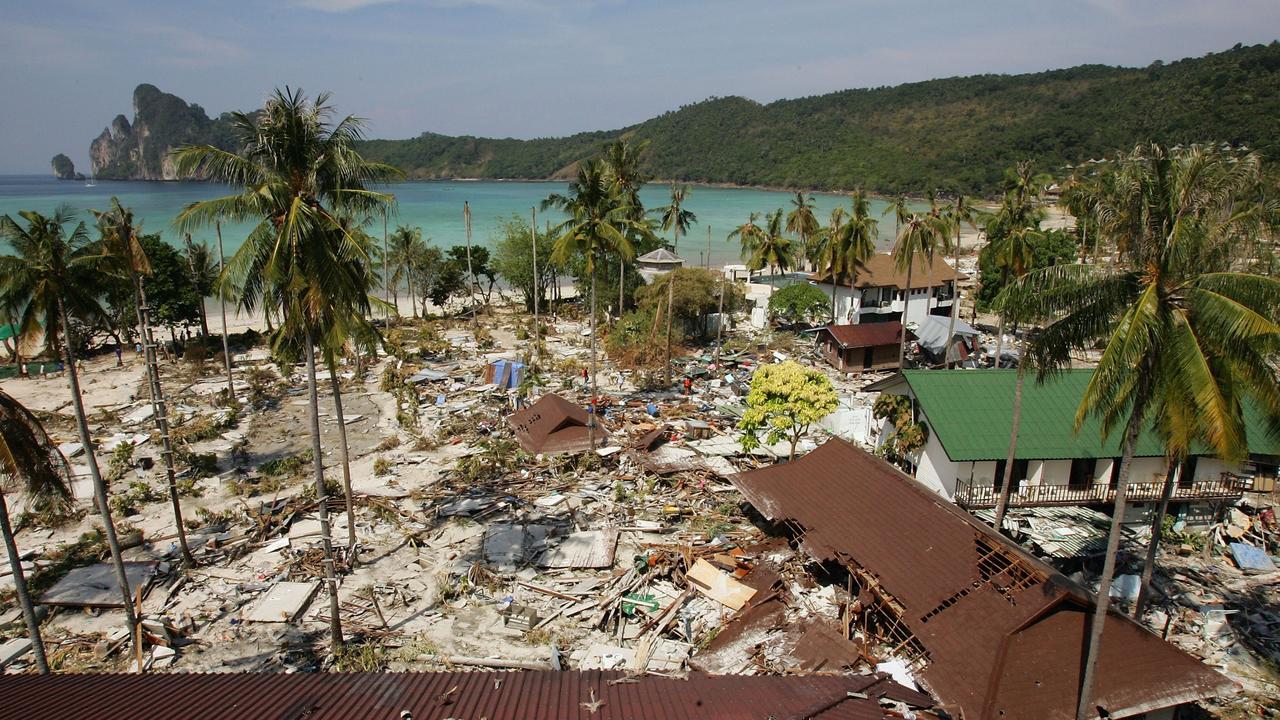 Popular tourist hotspot Koh Phi Phi on December 28, 2004. Picture: Paula Bronstein/Getty