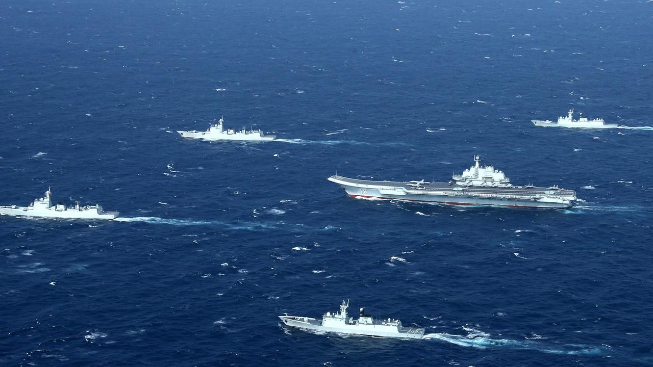 This photo taken on January 2, 2017 shows a Chinese Navy formation during military drills in the South China Sea. Picture: STR / AFP