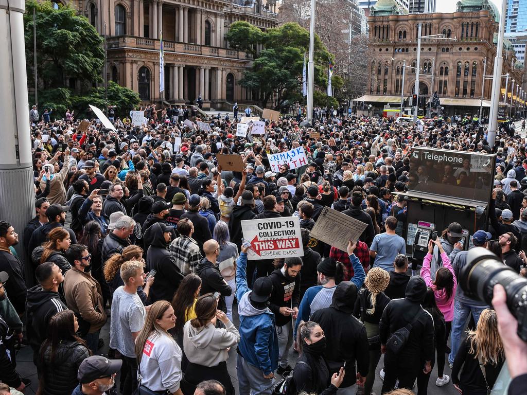 There were plenty of Covidiots at the Sydney lockdown protest. Picture: NCA NewsWire/Flavio Brancaleone