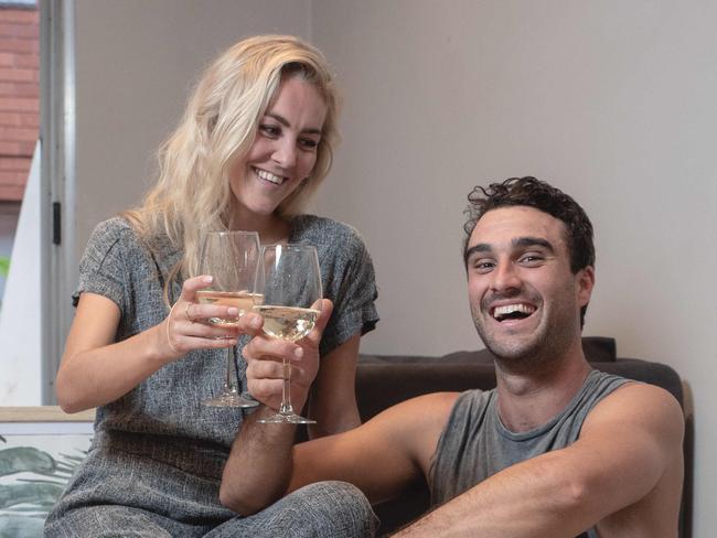 Photos of Amanda Jong and Jye Mcmurray on 5th April 2019, at their new apparent at 9/113 Queenscliff Rd, Queenscliff NSW 2096, Australia Mandy and Jye moved house today into a new apartment and noted local landlords were desperate to fill their properties. Their rental application was accepted straight away.(Daily Telegraph-Flavio Brancaleone)